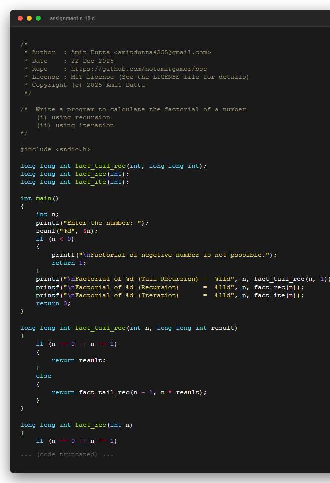 Write a program to calculate the factorial of a number (i) using recursion (ii) using iteration